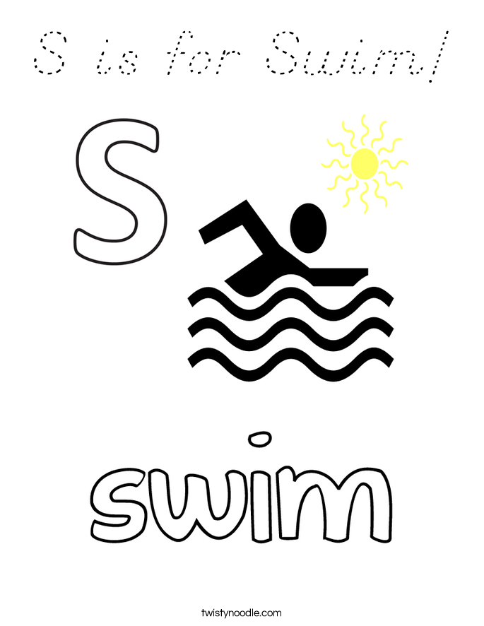 S is for Swim! Coloring Page