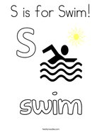 S is for Swim Coloring Page
