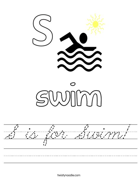 S is for Swim Worksheet