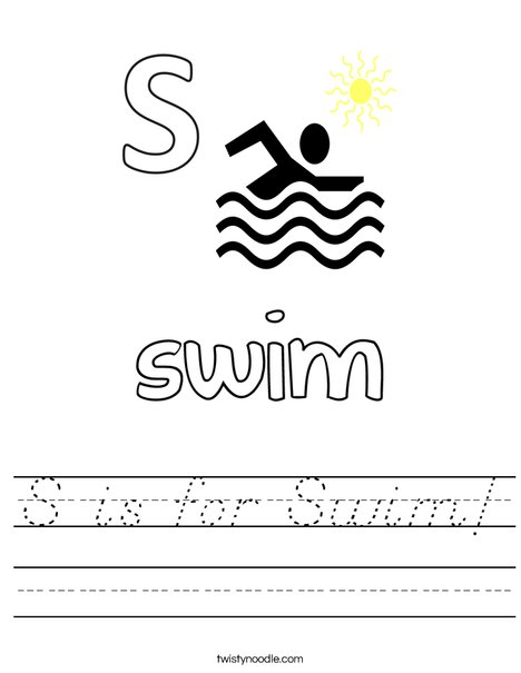 S is for Swim Worksheet