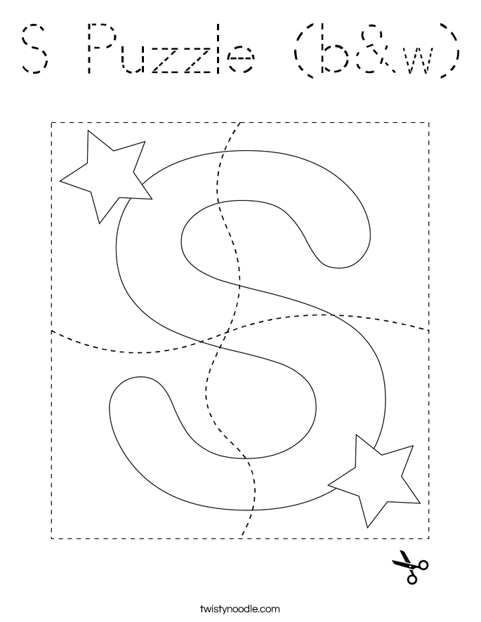 S Puzzle (b&w) Coloring Page