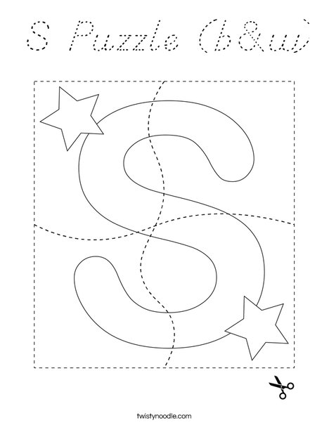 S Puzzle (b&w) Coloring Page