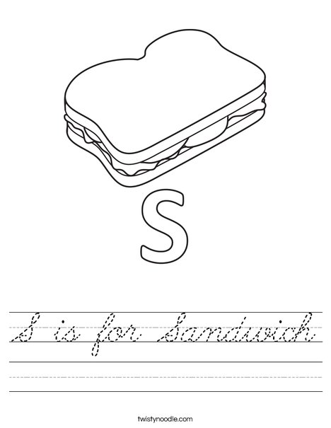 S Sandwich Worksheet