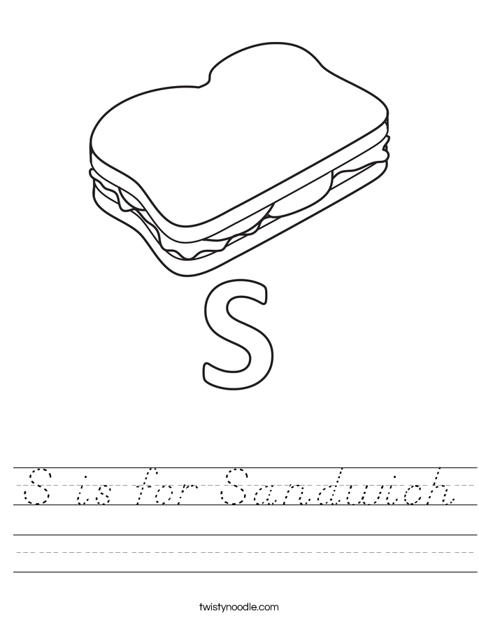 S is for Sandwich Worksheet