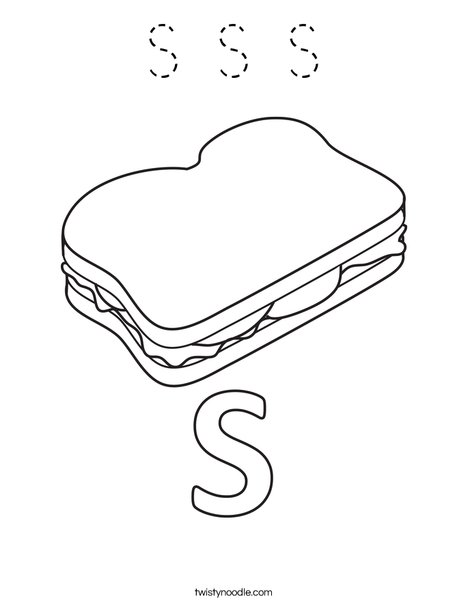 S Sandwich Coloring Page