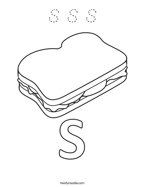 S Sandwich Coloring Page