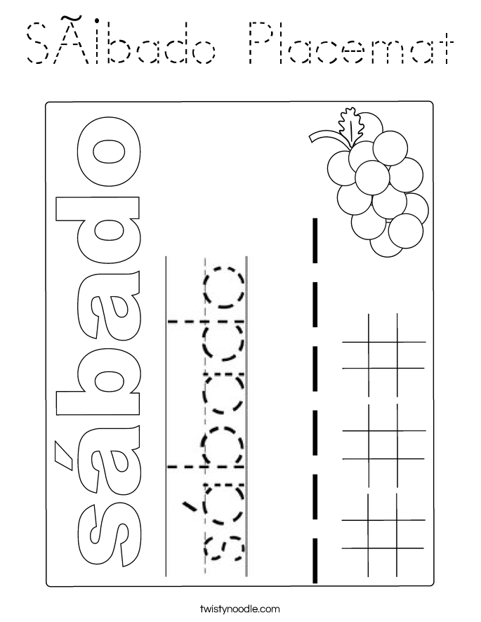 Sábado Placemat Coloring Page