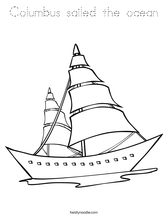 Columbus sailed the ocean Coloring Page