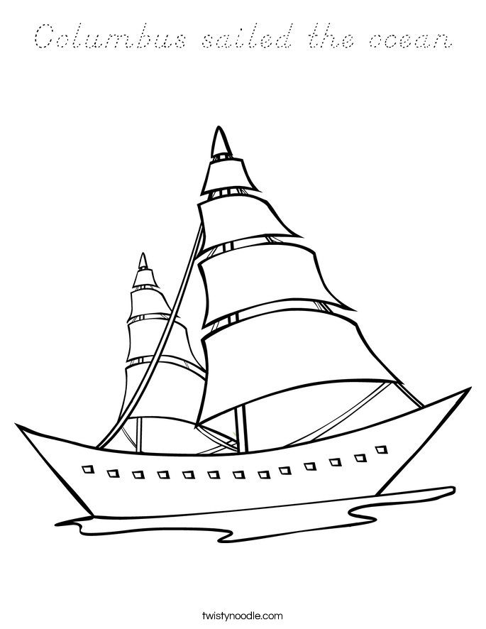 Columbus sailed the ocean Coloring Page