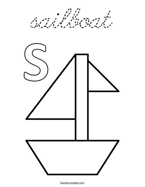 S is for Sailboat Coloring Page
