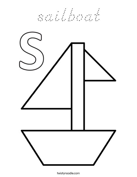 S is for Sailboat Coloring Page