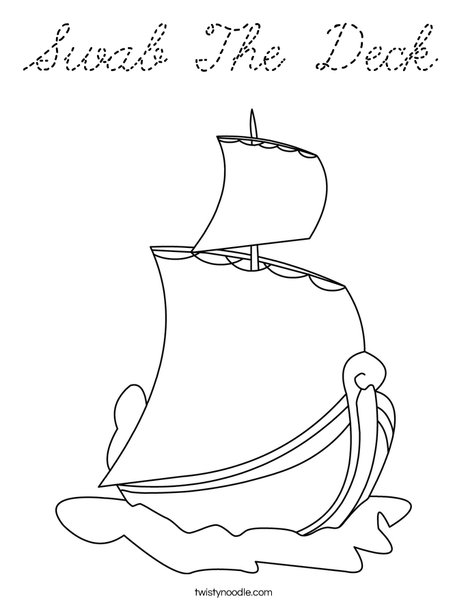 S is for Ship Coloring Page