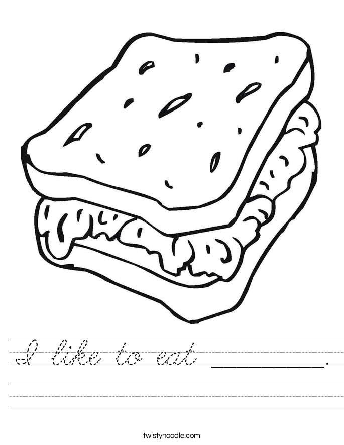 I like to eat _________. Worksheet