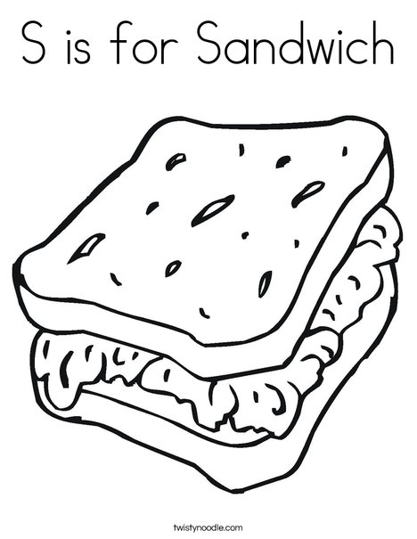 s is for sandwich coloring page twisty noodle