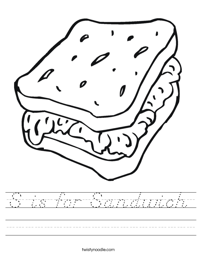 S is for Sandwich Worksheet
