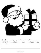 My List For Santa Handwriting Sheet