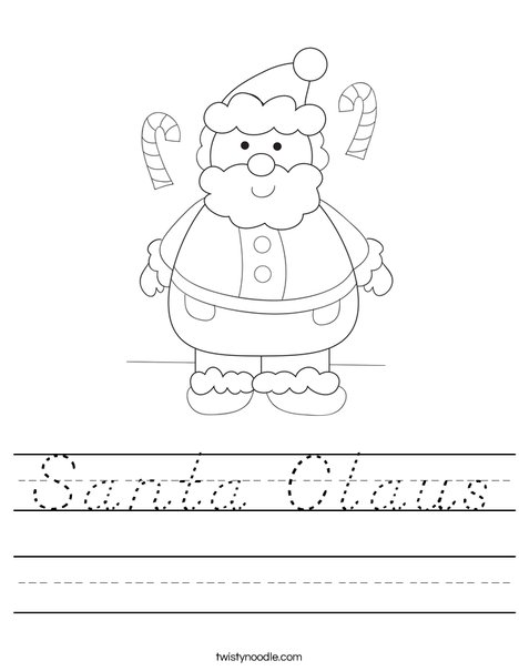 Santa Claus Worksheet - D'Nealian - Twisty Noodle