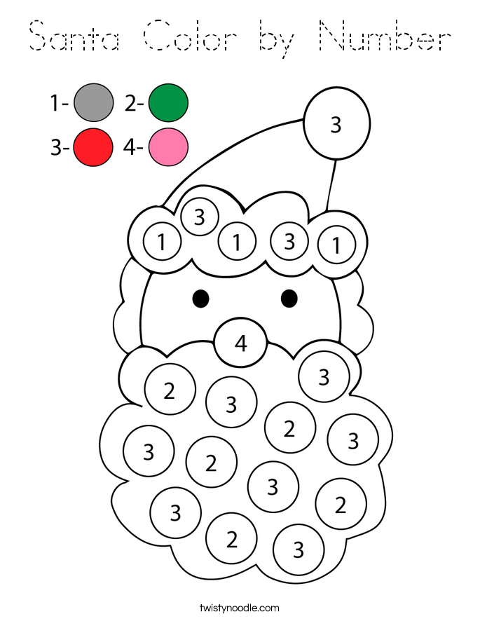 Santa Color by Number Coloring Page