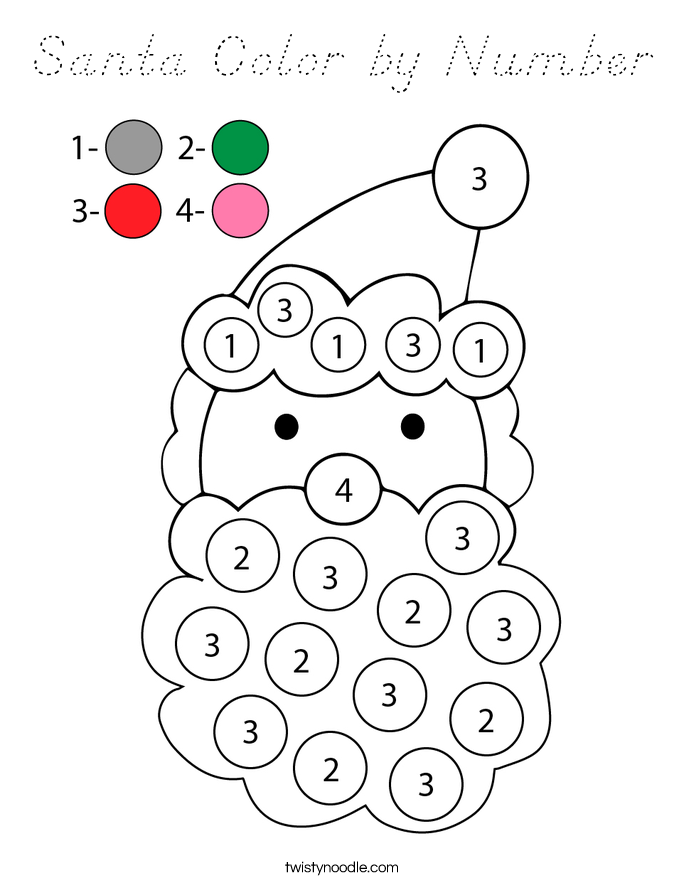 Santa Color by Number Coloring Page