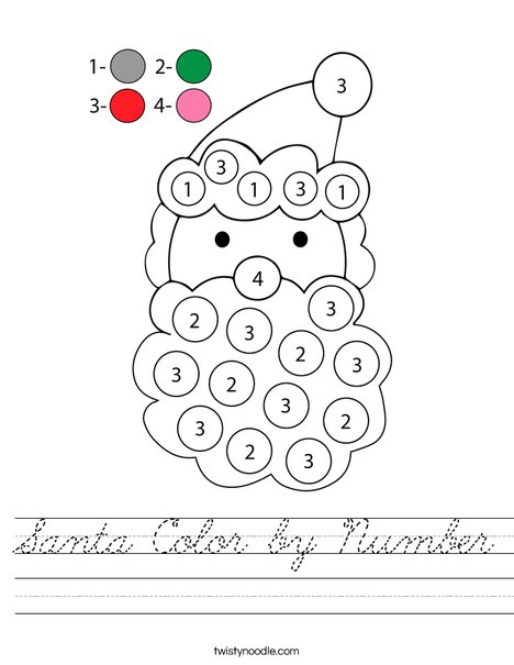 Santa Color by Number Worksheet