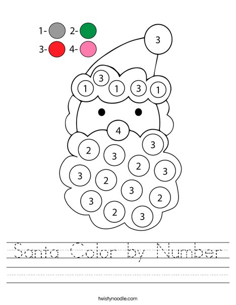 Santa Color by Number Worksheet