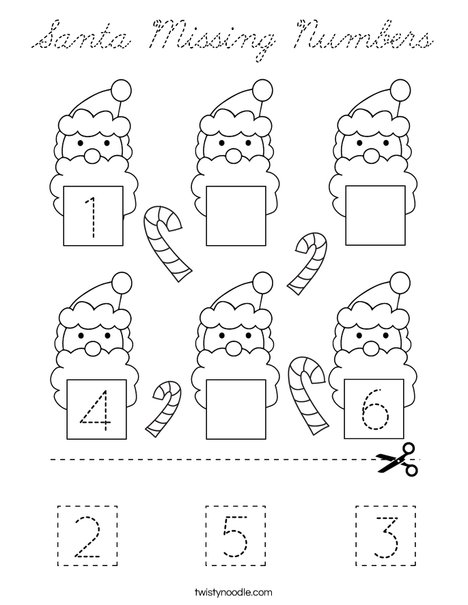 Santa Missing Numbers Coloring Page