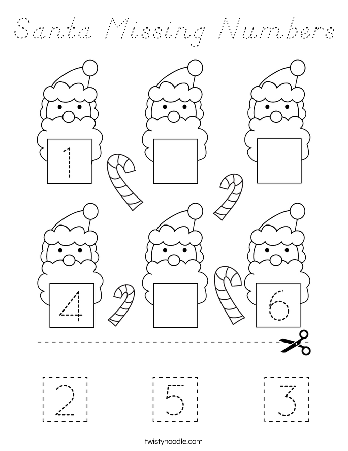 Santa Missing Numbers Coloring Page
