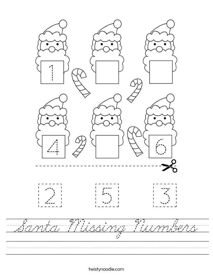 Santa Missing Numbers Worksheet