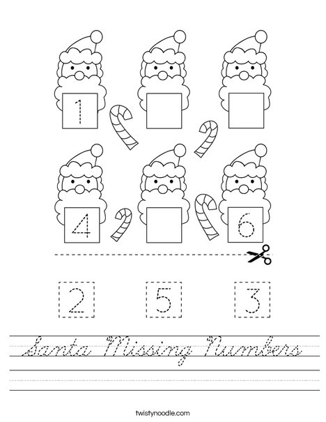 Santa Missing Numbers Worksheet