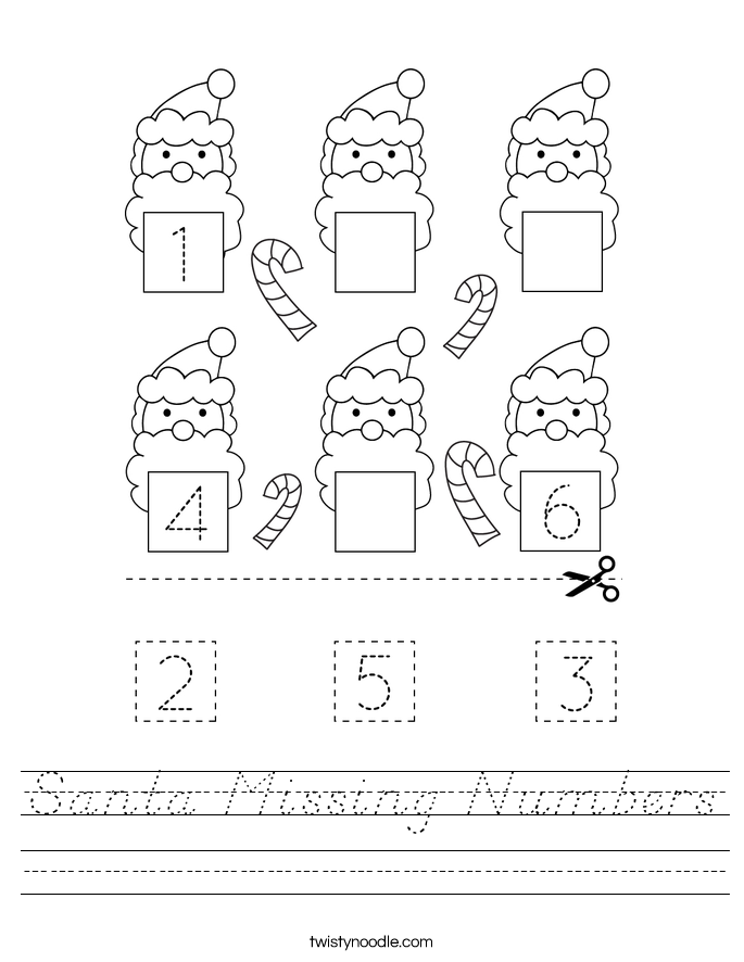 Santa Missing Numbers Worksheet