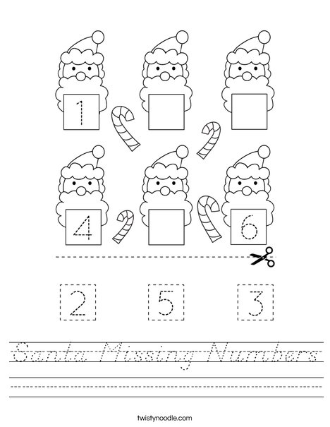 Santa Missing Numbers Worksheet