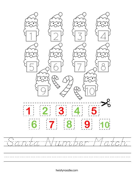 Santa Number Match Worksheet