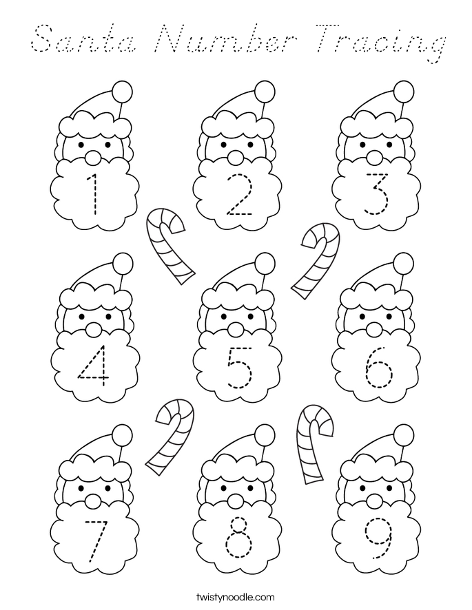 Santa Number Tracing Coloring Page