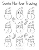 Santa Number Tracing Coloring Page