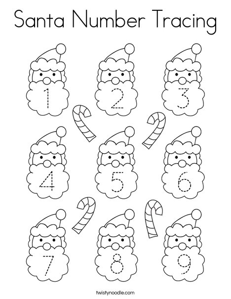 Santa Number Tracing Coloring Page