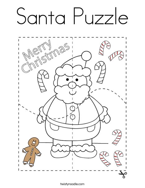 Santa Puzzle Coloring Page