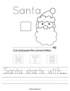 Santa starts with Handwriting Sheet