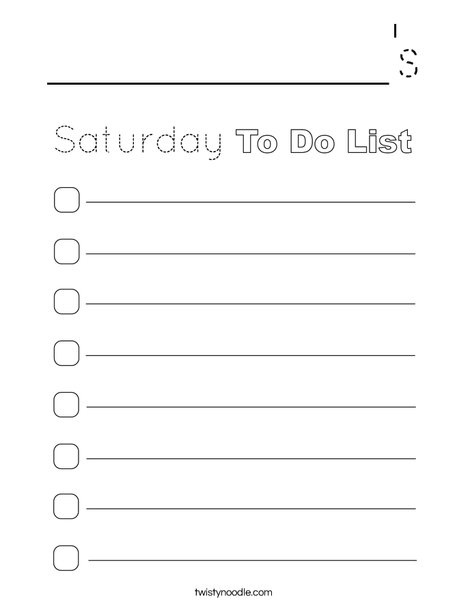 Saturday To Do List Coloring Page