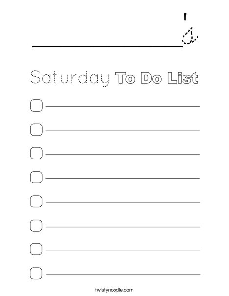Saturday To Do List Coloring Page