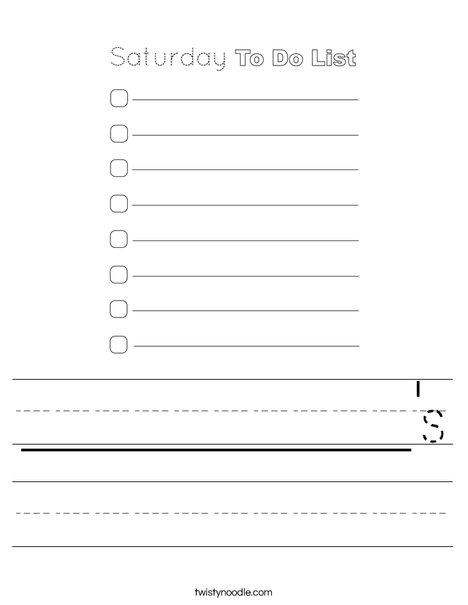 Saturday To Do List Worksheet
