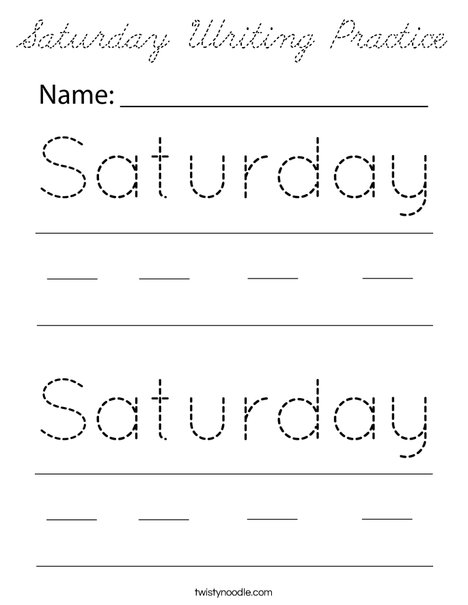 Saturday Writing Practice Coloring Page