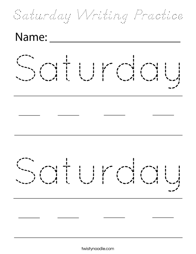 Saturday Writing Practice Coloring Page