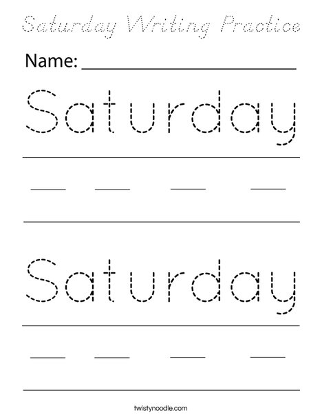 Saturday Writing Practice Coloring Page