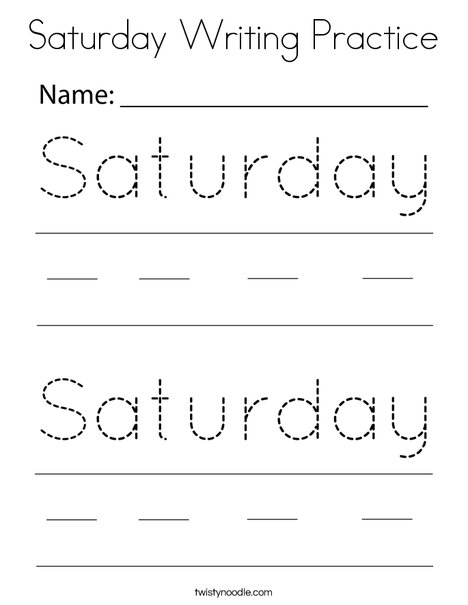 Saturday Writing Practice Coloring Page