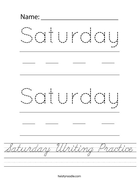 Saturday Writing Practice Worksheet