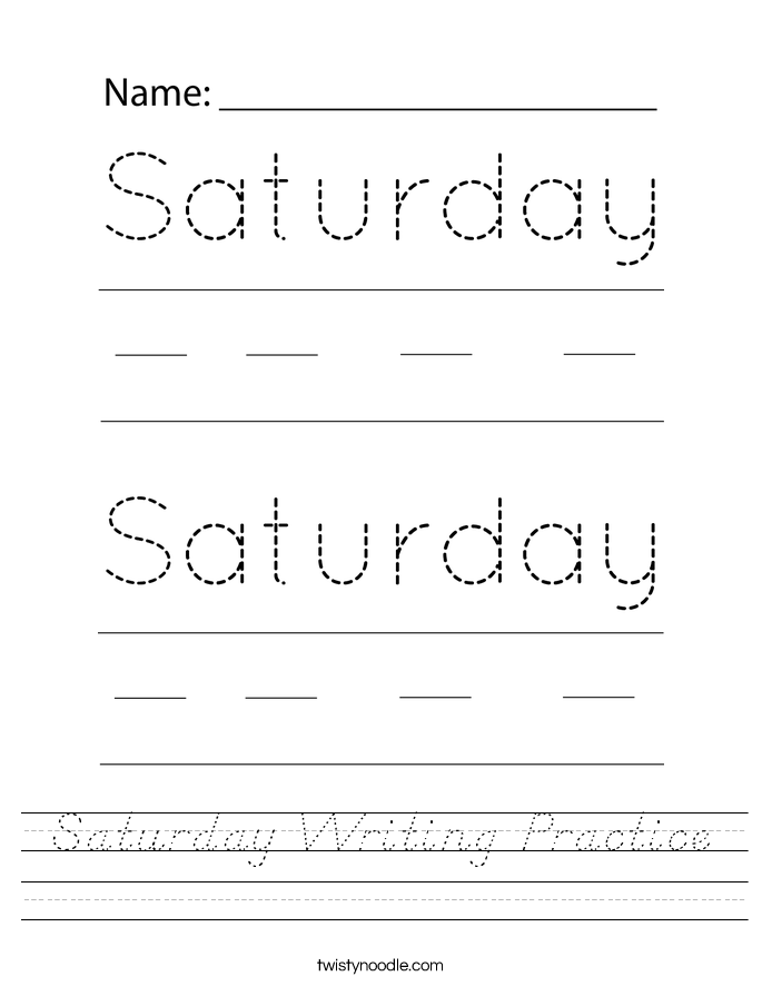 Saturday Writing Practice Worksheet