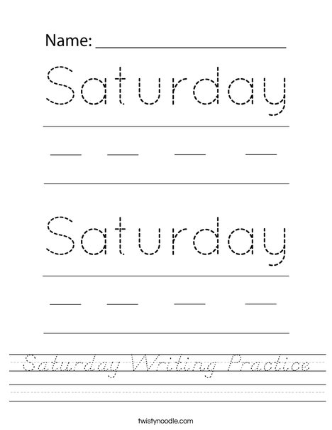 Saturday Writing Practice Worksheet