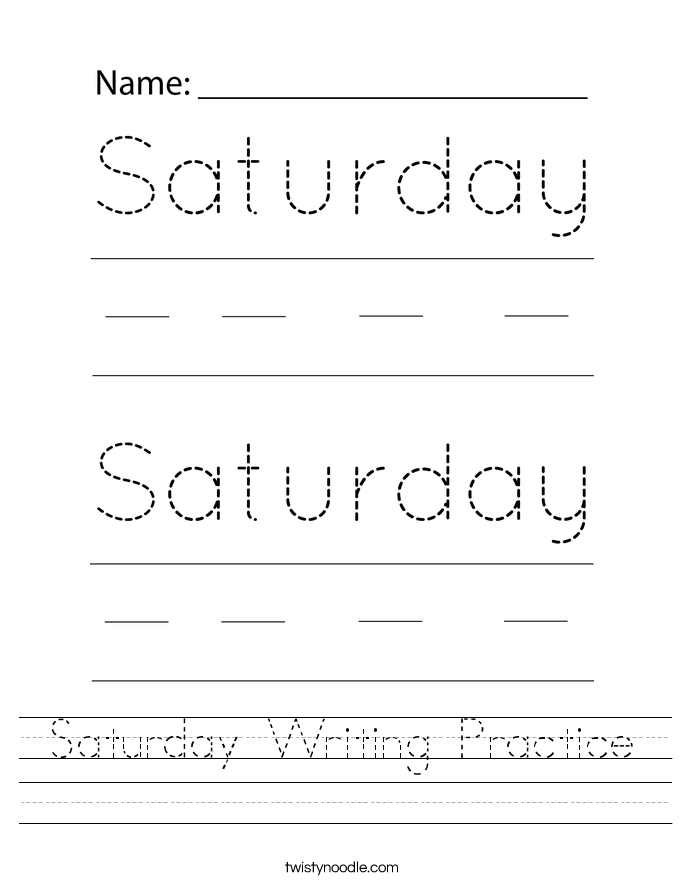 Saturday Writing Practice Worksheet