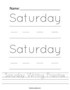 Saturday Writing Practice Handwriting Sheet
