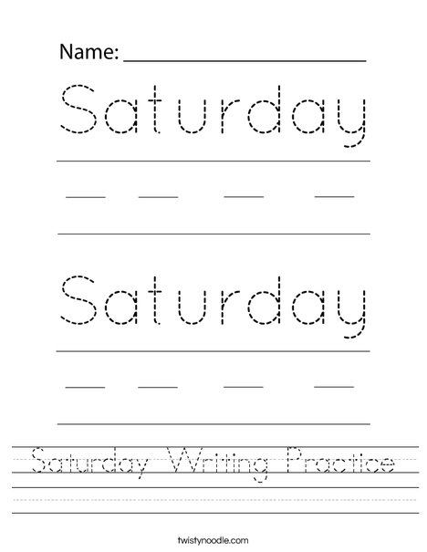 Saturday Writing Practice Worksheet